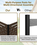 49 Inch High By 78 Inch Wide Outdoor Privacy Screen Fence Made From Real Wood No Dig Privacy Fence Panel With Aluminum Post For Hard Ground And Soil Two Ways To Use Brown Finish Two Panels showing multi-directional assembly comparison