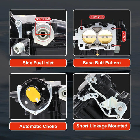 Marine 2 Barrel Carburetor For Mercruiser Mercury Mercarb 3.0L 2.5L 4 Cylinder Engines With measurement details
