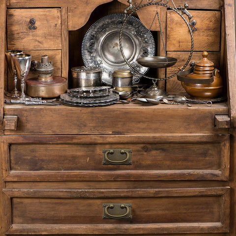 Antique wooden cabinet with vintage decor and retro rectangle pull handles with screws for furniture cabinet drawer bookcase wardrobe.