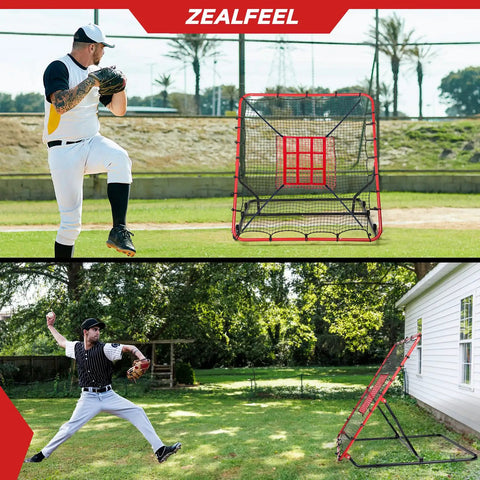 Game Ready Pitch Back Rebounder Net for Baseball and Softball with 3 Adjustable Angles 4x4.5Ft in backyard practice setup