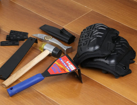 Flat Knee Pads For All Kneeling Jobs, Heavy Duty Knee Cushions, tools on wooden floor