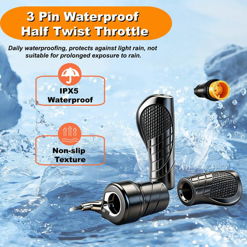 Half Twist Throttle For Electric Bikes Right Handle 20X Universal 12V To 72V Electric Bike Controller Compatible Waterproof 3 Pin Plug For Folding Electric Scooter And Bicycle Conversion