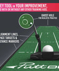 Medium Putting Mat For Home Golf Practice, 7.9ft x 1.6ft Green with Alignment Lines and Ghost Hole for Putting Improvement
