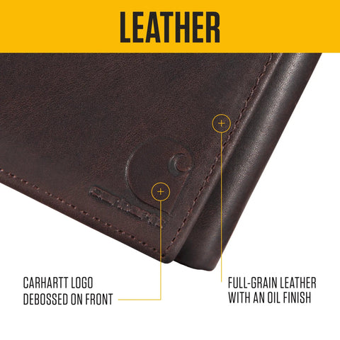 Oil Tan Leather Wallet For Men Durable Full Grain Leather Front Pocket Bi Fold Or Trifold Styles RFID Blocking And ID Window