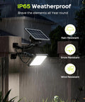 Ultra Bright Solar Spotlight Set With 299 LEDs And 1000 Lumens, 4000mAh Battery, IP65 Waterproof Dusk Till Dawn Outdoor Lights in rain