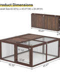 Weatherproof Wooden Chicken Coop Pen With Folding Rabbit Run dimensions 42.32 L x 45.47 W x 20.28 H with wire mesh