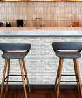 Peel And Stick Brick Wallpaper Light Grey Faux Brick Contact Paper 35.4 X 118.1 Inches Removable Wallpaper behind bar stools.