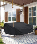 Rugged All Weather Porch Swing Cover Waterproof Outdoor Hanging Swing Protector For 63x28x(32-24)Inch Black Oxford Fabric