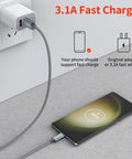 Two Pack Nylon Braided USB C Charger Cables 3Ft for Fast Charging connected to a smartphone showing charging status