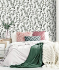 Dope Green Leaf Peel And Stick Wallpaper Self Adhesive Olive Leaf Sage Eucalyptus Farmhouse Vinyl Roll in stylish bedroom