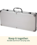 Aluminum grill tool carrying case, ribbed silver finish with top handle