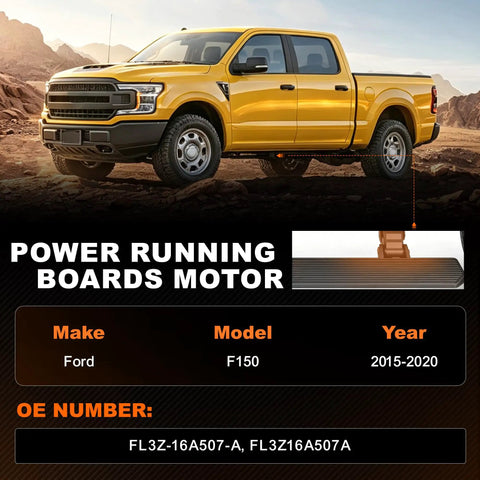 Driver Side Power Running Board Motor And Bracket Assembly Fits Ford F150 2015 To 2020 with visible gray running board.