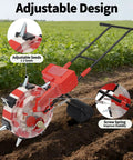 Manual Garden Seeder Hand Push Walk Behind Planter With 7 Nozzles in field showing adjustable design and seed dropping feature