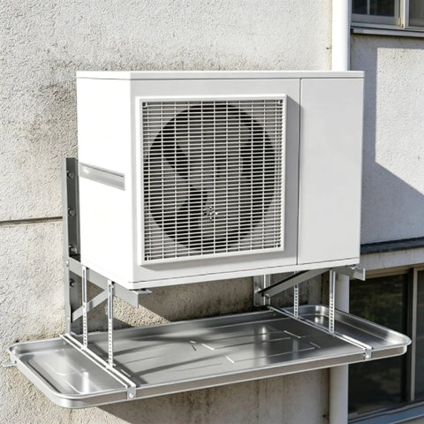 Heavy Duty Metal Drip Pan For Window Air Conditioners Thickened Deep Condensate Tray With Drain Fitting Kit Installed Outdoors