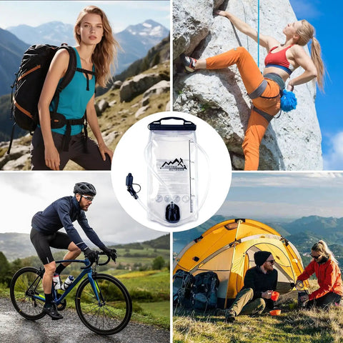 All Day Hydration Bladder for Hiking and Outdoors 1.5L to 2L Large Opening Water Reservoir alongside outdoor activities