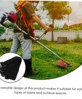 Person using Eight Pack Lawn Aerator Shoes With Adjustable Straps Turf Spike Laces for yard aeration while mowing