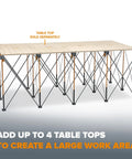 Portable Folding Workbench for Garage and Shop, Heavy Duty 6000lb Capacity, shown with multiple tables to expand work area.