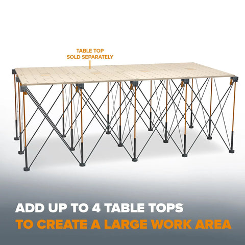 Portable Folding Workbench for Garage and Shop, Heavy Duty 6000lb Capacity, shown with multiple tables to expand work area.