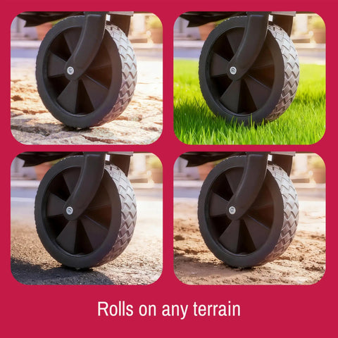 Close-up of wheels from Collapsible Wagon Cart Foldable And Portable Rolling Shopping Cart With Wheels For All Terrain Use On The Go