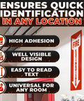 12 Pack High Visibility Fire Extinguisher Signs For Business 4 By 11.8 Inch Waterproof Vinyl Stickers With Fade Resistant Indoor Outdoor No Fuss Safety Decals For Office Warehouse And Home with description of features
