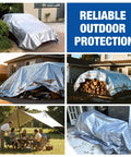 Heavy Duty Waterproof Tarp 10 By 13 Feet, 8 Mil Thick Multipurpose Poly Tarp Cover In Silver used for outdoor protection and camping
