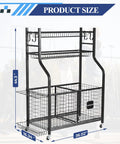 Heavy Duty Rolling Sports Equipment Organizer Rack With Wheels For Garage And Home Gym, 44.3 x 36.02 x 16.34 inches