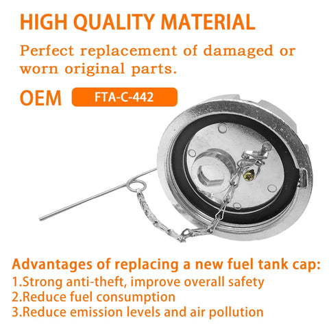 Truck Fuel Tank Cap Non Locking Solid Ultra Low Sulfur Three And A Half Inch Nominal Five Point Five TPI Replacement For FTA C 442 Compatible With Heavy Duty Trucks And Fleet Vehicles