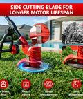 Cordless Electric Weed Wacker 4 In 1 Grass Trimmer With Wheel 650 Watt Motor Dual Battery Power cutting grass with blade