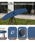 Adjustable canopy of 3 Seat Outdoor Porch Swing With Stand For Adults 800 Lb Weight Capacity, showing UV protection features.
