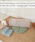 Toddler Tested Indoor Play Arena Featuring Super Soft Foam Climb Blocks Reconfigurable Crawl Tunnel Triangles And Steps with colorful foam shapes.