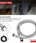 6 Foot Stainless Steel Washing Machine Hose 2 Pack Burst Proof Braided Hoses For Hot And Cold Water Supply, diagram showing size.
