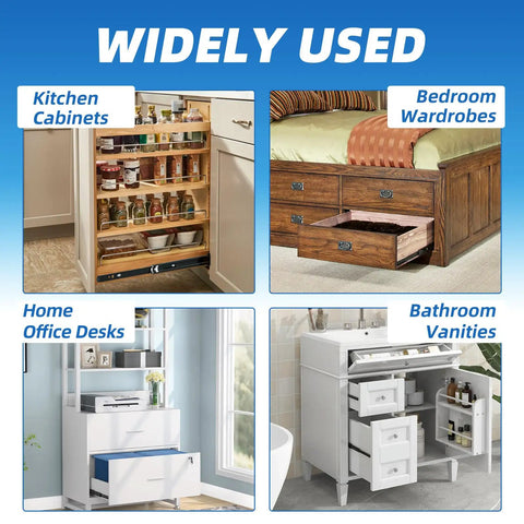Beefy Full Extension Drawer Slides 20 Inch Pair with Smooth Ball Bearing Rails in cabinets and furniture applications