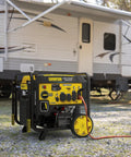10,000-Watt Electric Start Home Backup Open Frame Portable Inverter Generator with Quiet Technology, near RV, outdoors