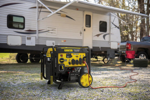 10,000-Watt Electric Start Home Backup Open Frame Portable Inverter Generator with Quiet Technology, near RV, outdoors