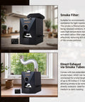 Home Coffee Roaster For Easy Auto And Manual Roasting Modes, Smoke Filter For Light Roasts, Two Chimney Tubes And Chaff Collector