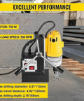 Badass Portable Magnetic Core Drill Powered By A Beast Mode 750W Copper Motor, showing motor specs and features.