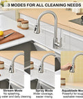 Universal Kitchen Faucet Head Replacement In Brushed Nickel With 17 Adapters For Pull Down Sink Sprayers Drip Free Abs Build with 3 Spray Modes