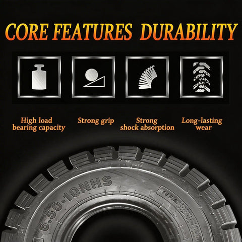 Heavy Duty 6.50-10 Forklift Tire 10 Ply Tube Type With Full Tube And Flap Insert showing core features and durability aspects.