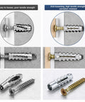 Heavy Duty Wall Anchors And Screws Kit For Concrete And Hollow Walls 100 Piece Go To Set comparison of silver and brass anchors
