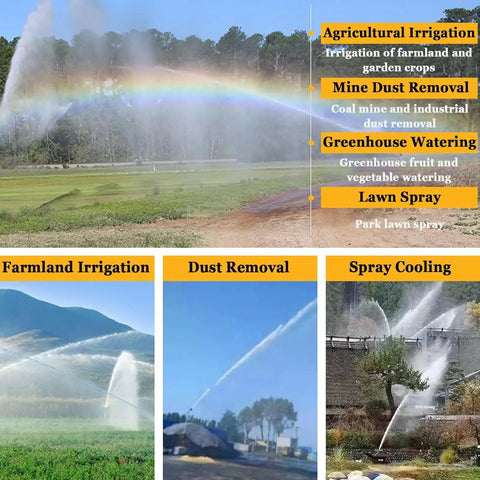 Field irrigation using 2 Inch Farm Irrigation Spray Gun For Farmland Sprinkler System With 360 Degree Adjustable Coverage Large Area Watering Replacement Nozzle Set Pro Grade Auto Rotating Sprinkler Head For Field Irrigation.