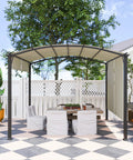 Retractable Pergola Canopy For Outdoor Patio 11 By 11 Feet Arched Sun Shade Shelter With Steel Frame And UV Protected Beige Cover