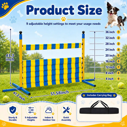 Metal Adjustable Dog Agility Jump Set With Nine Height Levels For Backyard And Indoor Training Pro Grade All In One