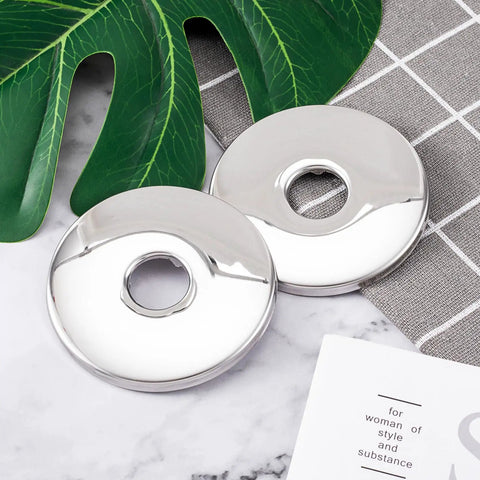 Top Shelf 2 Pack Large Shower Arm Flange Wall Cover With Solid 315 Inch Width Snugs Over Standard Half Inch Pipes Perfectly, shiny metal shower flange covers.