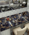 Kitchen with Black Marble Peel and Stick Wallpaper 16 Inch by 354 Inch Self-Adhesive Waterproof Contact Paper on countertops