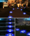 Eight Pack Solar Dock Lights For Driveways And Pathways, Waterproof Outdoor LED Aluminum Step Lights, 1200mAh Battery, Blue