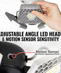 Person adjusting LED head on TRiLIGHT 3000 Lm Motion Sensor Ceiling Light With Screw-In Install, motion sensor adjustment visible.
