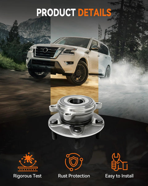 Front Wheel Bearing Hub Assembly Fits Mazda 3 2014 2018 And Mazda CX 3 2016 2021 5 Lug With ABS Premium Aftermarket Replacement For Smooth Handling And Quieter Ride Easy Installation displayed with car in background
