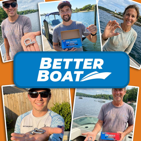 Collage of people holding Heavy Duty 316 Stainless Steel D Ring Shackles 4 Pack Marine Grade Bow Or Clevis Anchor Shackle For Boats And Sailboats Rigging Rope Chain Clasp Ideal For Kayaks Tow Boats And All Marine Gear.
