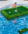 Floating Golf Green For Pool In Sizes 35x24 47x35 And 63x47 with flag and balls on water for practice and outdoor play