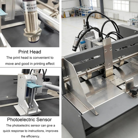 Desktop Automatic Page Feeder For Inkjet Printers With Speedy Sheet Dispenser For Business Cards Paper Bags And Foil Pouches Plug And Play Setup showing print head and photoelectric sensor.